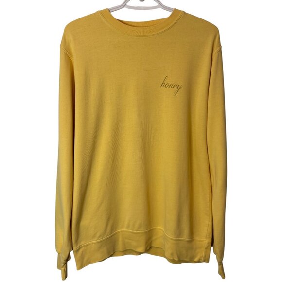 Brandy Melville John Galt yellow honey embroidered crewneck sweatshirt size M - Picture 4 of 8